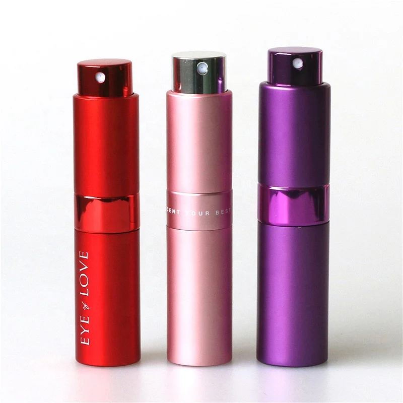Aluminum atomizer perfume bottle twist up metal refillable perfume spray bottle