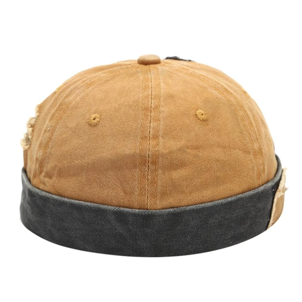 Custom Docker Brimless Sailor Blank Baseball Cap Stone Washed 100% Cotton Blank Men Multi Colors Custom Logo 6-panel Hat Unisex