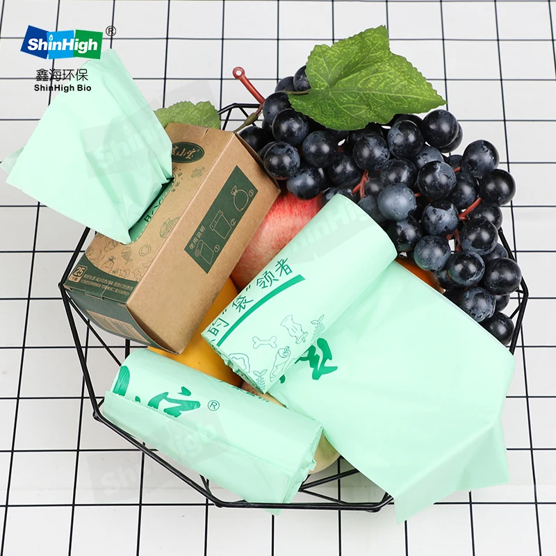 Household PLA PBAT Corn Starch Biodegradable Degradable Rubbish Bags Plastic Compostabel Biodegradable Garbage Trash Bag on Roll