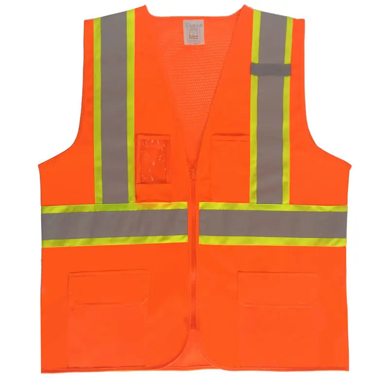Customizable Multi Pocket Zip Industrial Safety Waterproof Security Reflective Jacket Vest