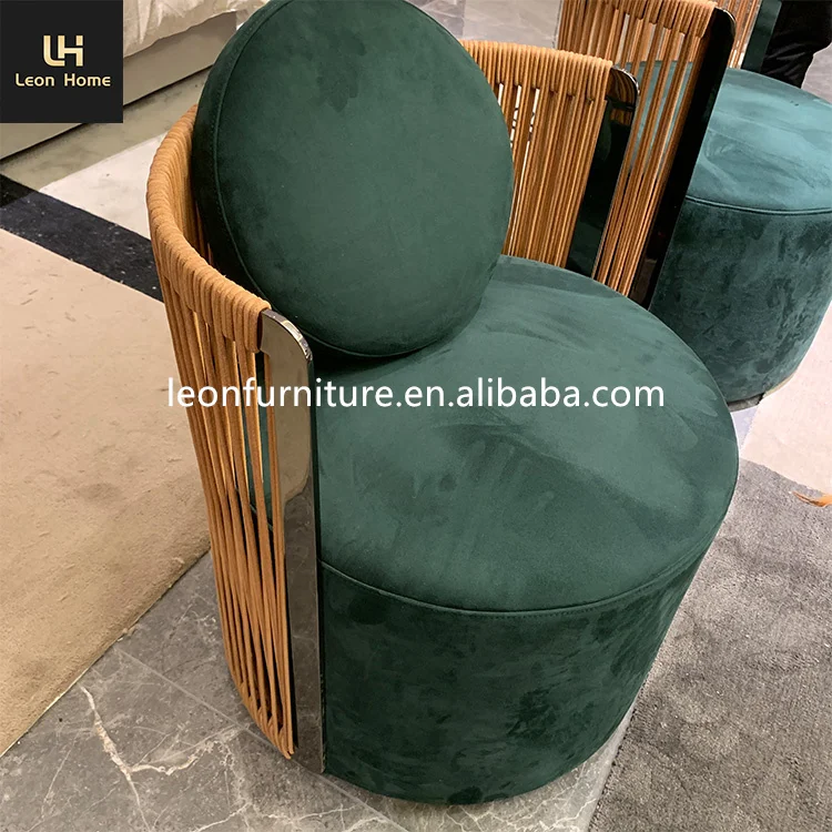 Elegant Classic Design Luxury Style Green Nubuck Fabric Leisure Chair Modern Living Room