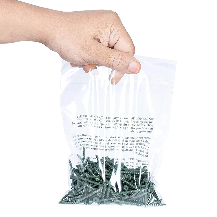 9x4Inch Self Seal 1.5 Mil Clear Poly Bags With Suffocation Warning Permanent Adhesive Packaging Bag For Cloth T-shirt