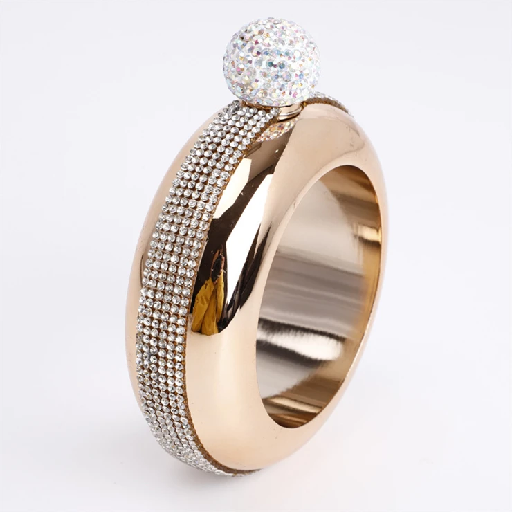 Bangle Flask with Crystal Lid Stainless Steel Flask Gift For Women Girls Hidden Flask Bracelet Funnel Set
