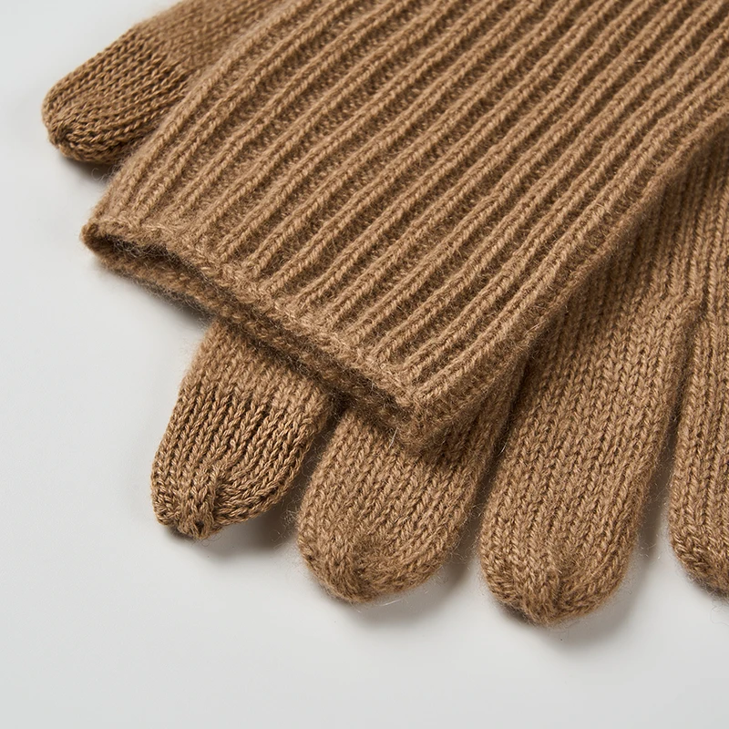 High Quality Cashmere Gloves Unisex 100% Cashmere Knitted Gloves Pure Color Soft Comfortable With Ribbed Cuffed