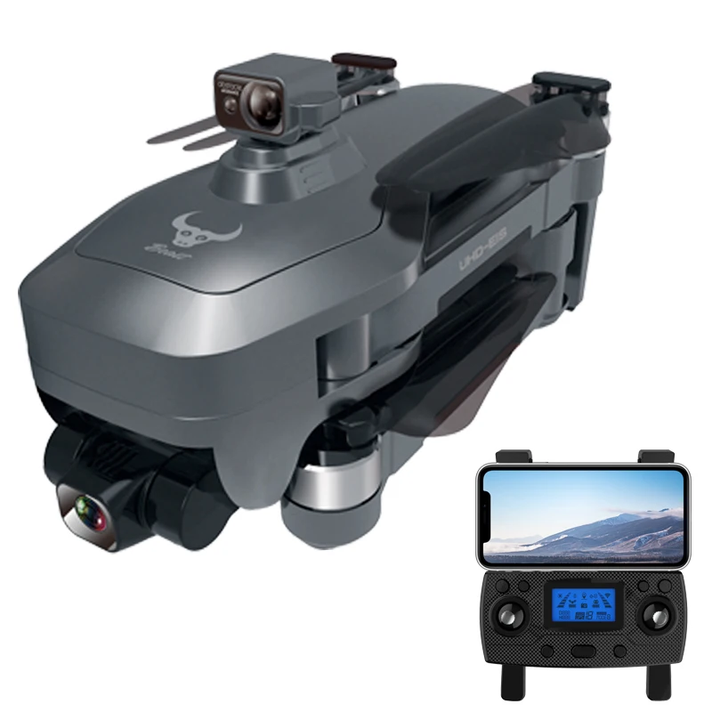 The large drone is connected to the mobile phone to operate the camera and video can be used for travel party selfies