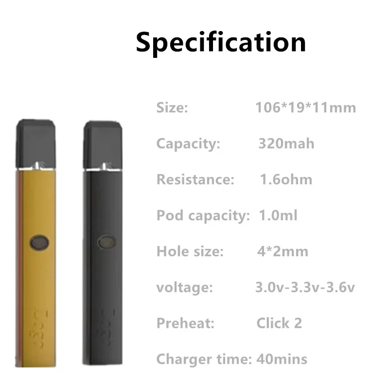 
Wholesale CBD Oil Cartridge Vape Pen Ceramic POD Preheat Battery Vaporizer 