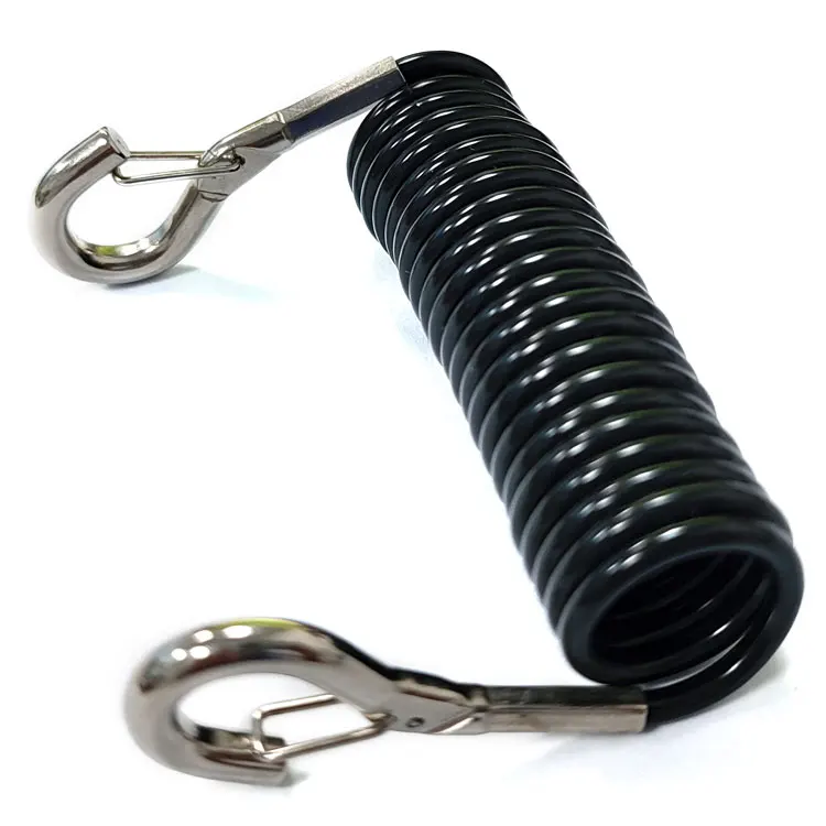 Scuba Diving Stainless Steel Spring Coil Lanyard Reef Hook Anti Lost Spring Coil Lanyard Emergency Tool with Quick Release