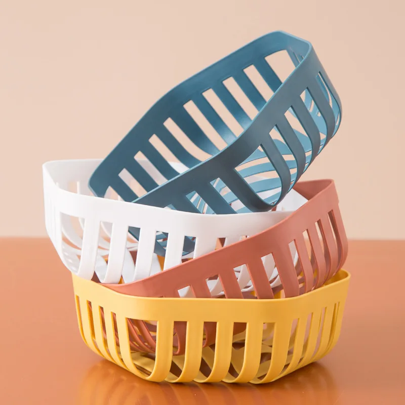 New Simple Hollow Fruit Basin Wash Vegetable Basket Drain Basket Household Fruit Basket Plastic Kitchen Sink Vegetable