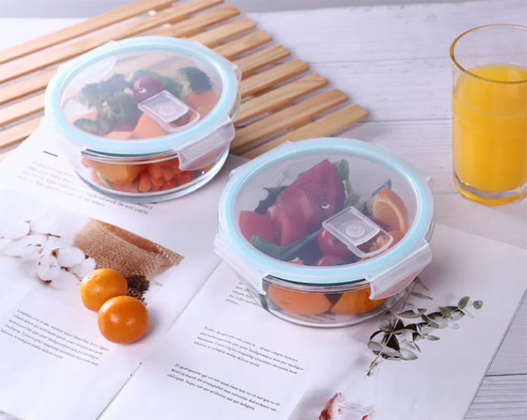 Lunch box bag glass rectangular silicone food meal bento lunch box food container with pp lid