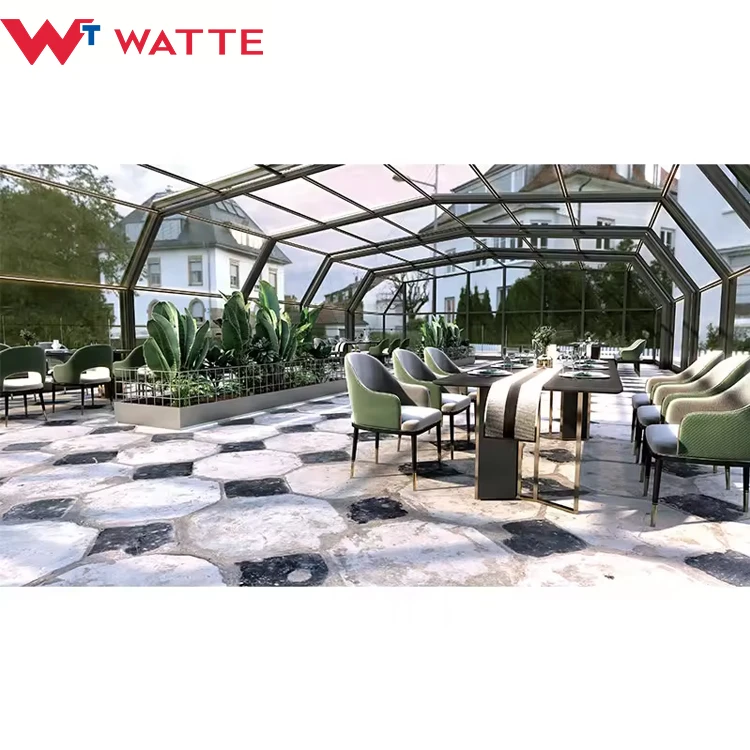 Modern Movable Sunroom Aluminium Alloy Structure Frame Glass House Outdoor All Season Motorized Retractable Enclosure Sun Room