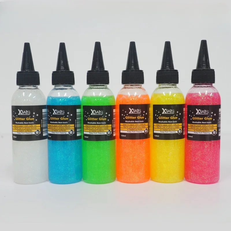 Xiais 120ml Creative Handmade DIY Liquid Glitter Glue Unique Handmade Glitter Glue Fine glitter glue