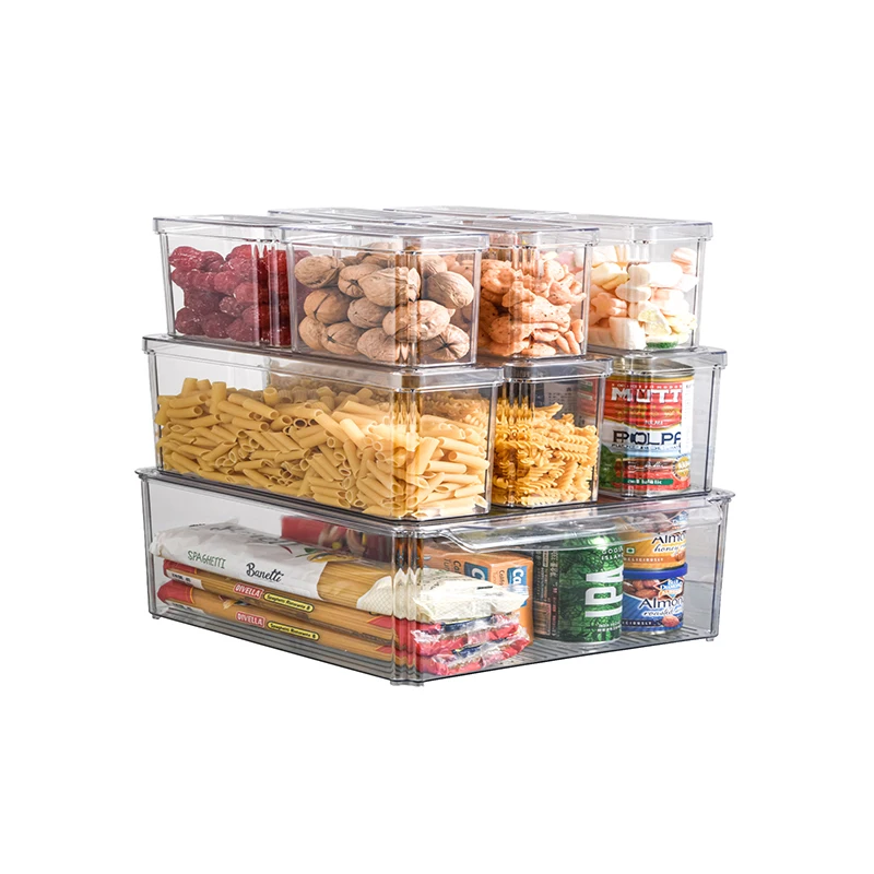 Transparent Refrigerator Organizer Bins Fridge Freezer Kitchen Cabinet Pantry Acrylic Food Organizer Storage Boxes Containers