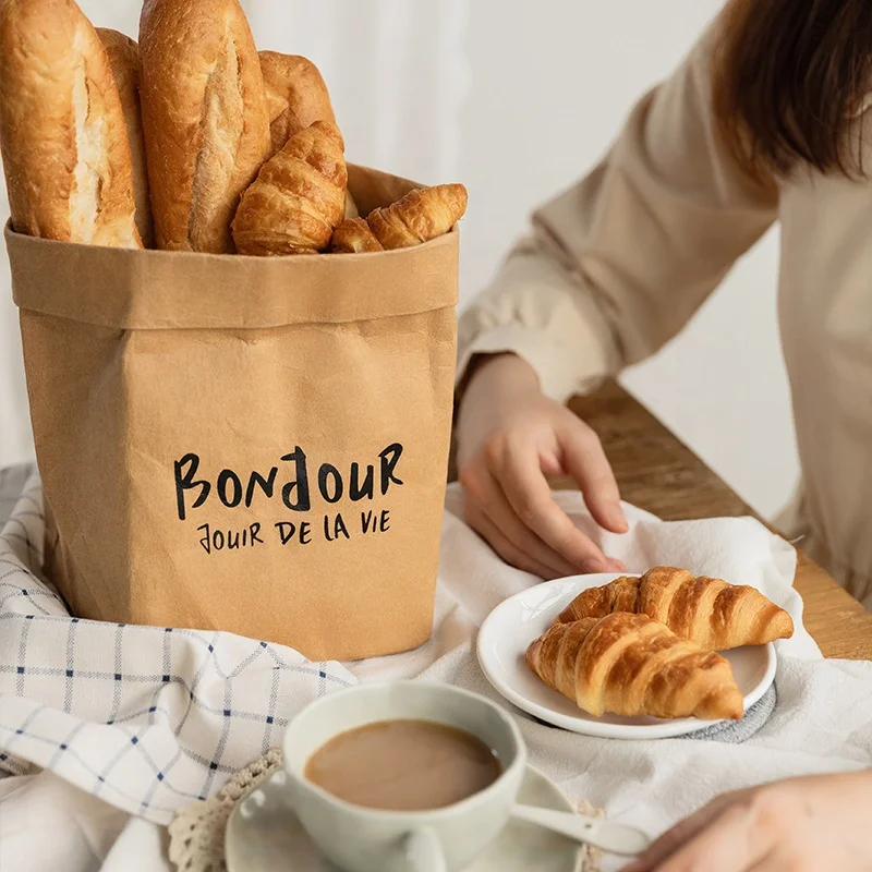 Washable Kraft Paper Bag Reusable Kraft Storage Bags Waterproof Kraft Flower Bag