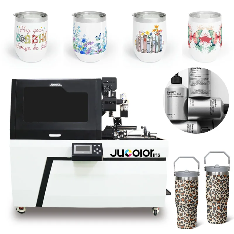 Rotary Cylinder UV Printing Machine 3-4 Head G5 G6 Digital Automatic Plastic Cup Glass Bottle Cylindrical UV Printer