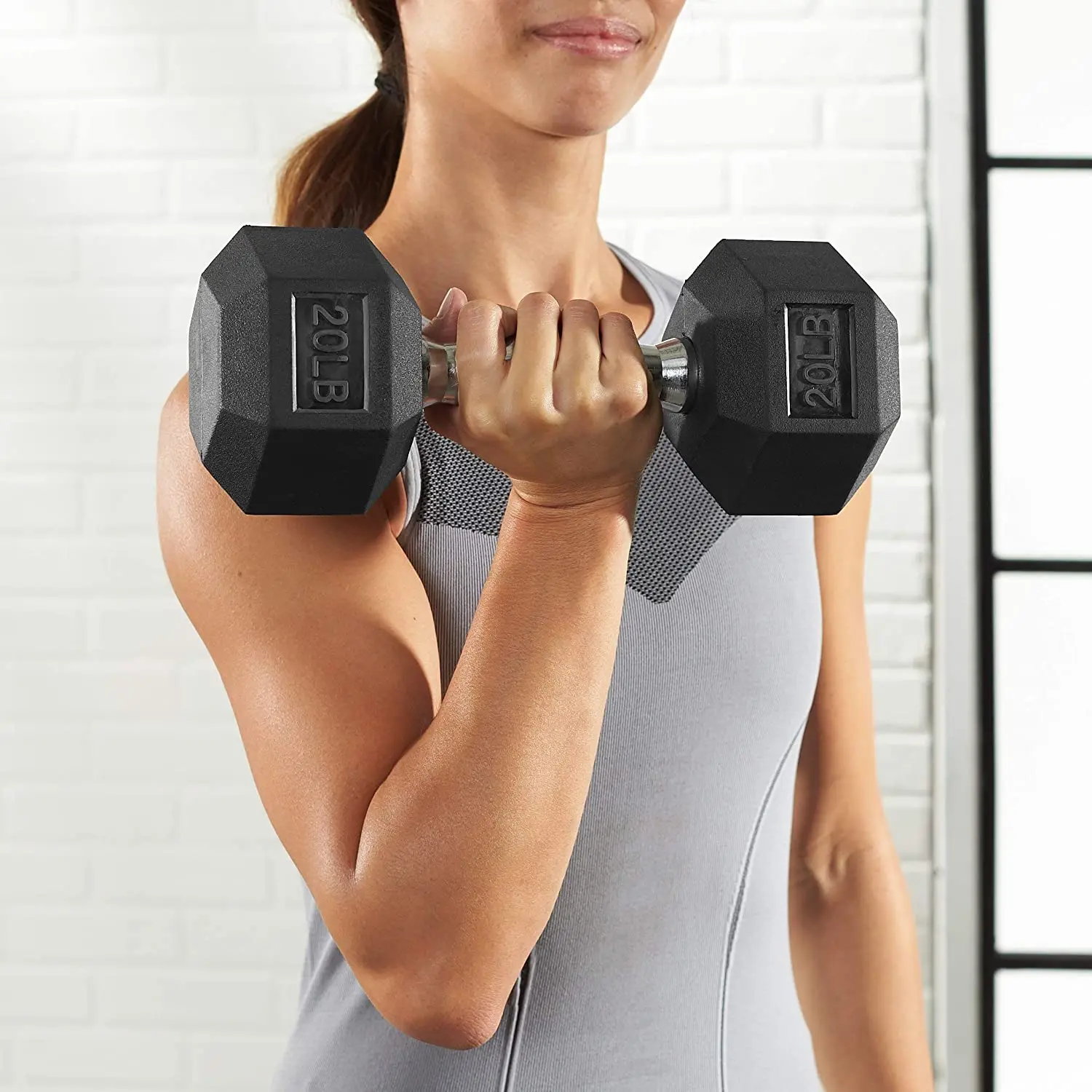 Hex Rubber Dumbbell with Metal Handles Exercise Heavy Workout Dumbbells Workout Weights