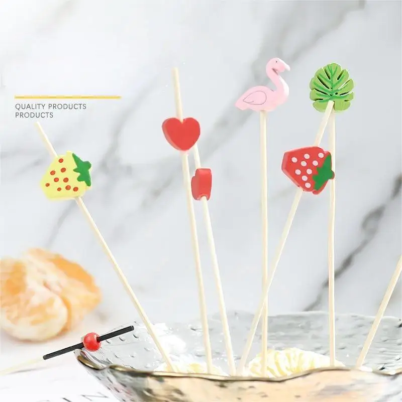 Disposable Hamburger Pick Design Burger Logo Bamboo Stick Food Label Fruit Picks Skewer For Decoration