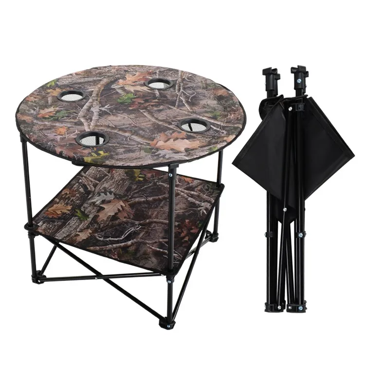 Hot sale easy cup holder durable adjustable metal light weight camping folding table