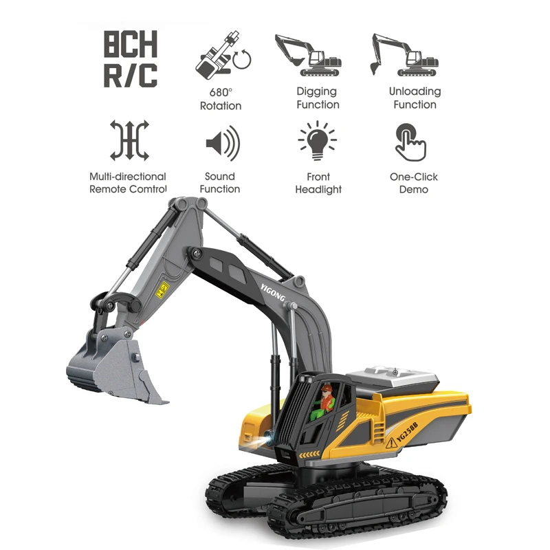 Роскошная 112 rc экскаватор гидравлическая игрушка для 8-канального экскаватора игрушки дистанционное управление rc с вращающимся