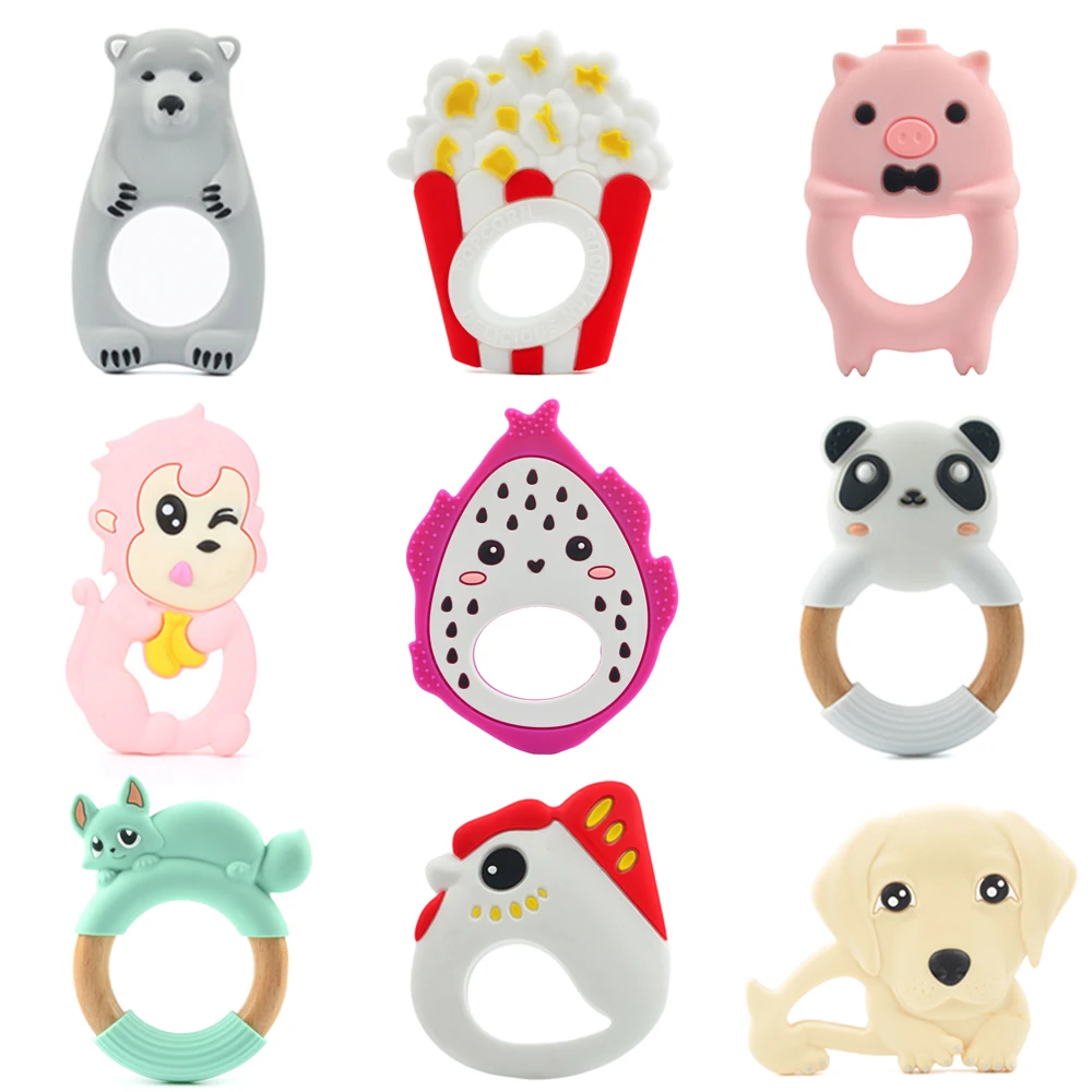 Wholesale 100%Food Grade Silicone Baby Chewable Teething Teether BPA Free Cute Silicone Rainbow Teether for Baby Teething