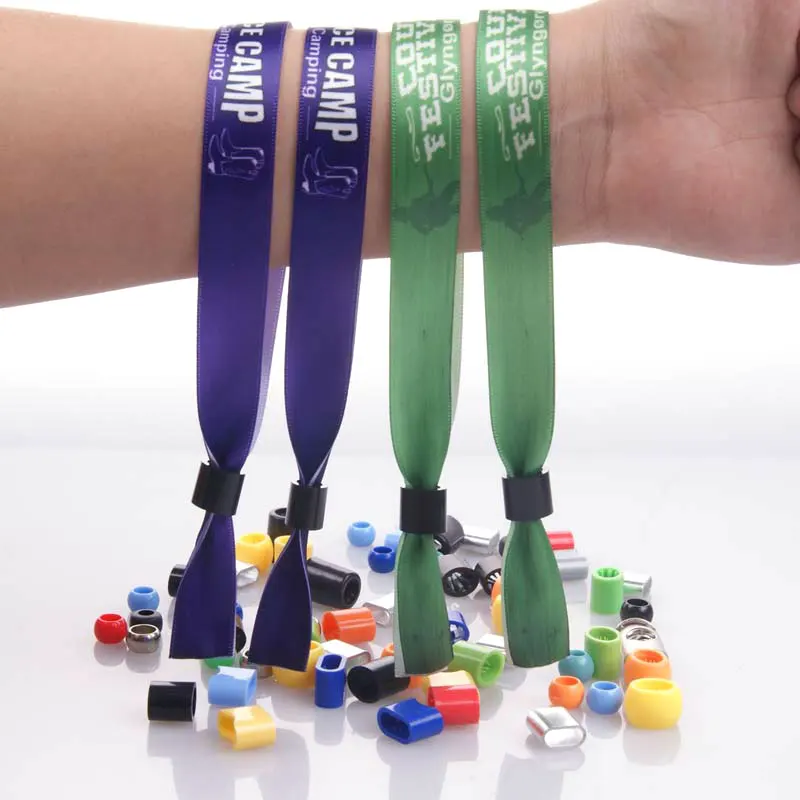 Hot selling One time use woven polyester bracelet sliding lock disposable wristband wrist band