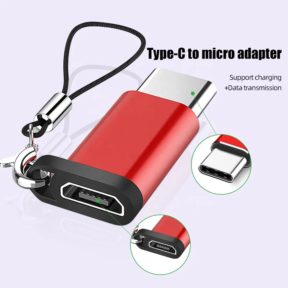 Micro USB To Type-C Adapter Converter With Lanyard For Mi 6 Charging Data USB OTG Connector Adapters