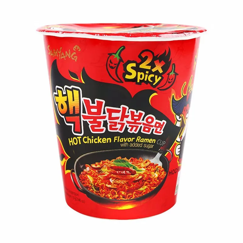 hot selling Korean exotic snacks  instant cups noodles hot chicken flavor ramen cup with added sugar 70g