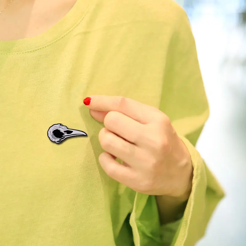 Dark Crow Skull Lapel Pin Bird Carcass Goth Day of the Dead Halloween Art Brooch Telling everyone that you love dead stuff!