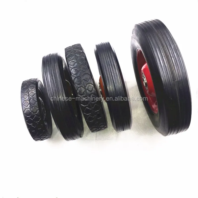 Custom Cast Iron Wheel Hub Solid Rubber Shopping Trolley Wheels