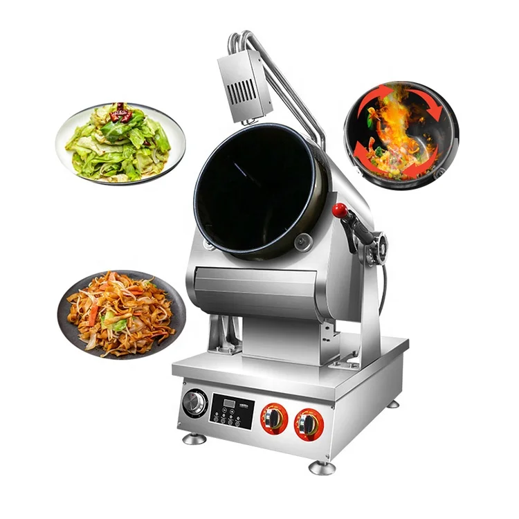Automatic gas smart big fire food noodle stir fry wok fried rice rotated cooking robot machine for restaurant