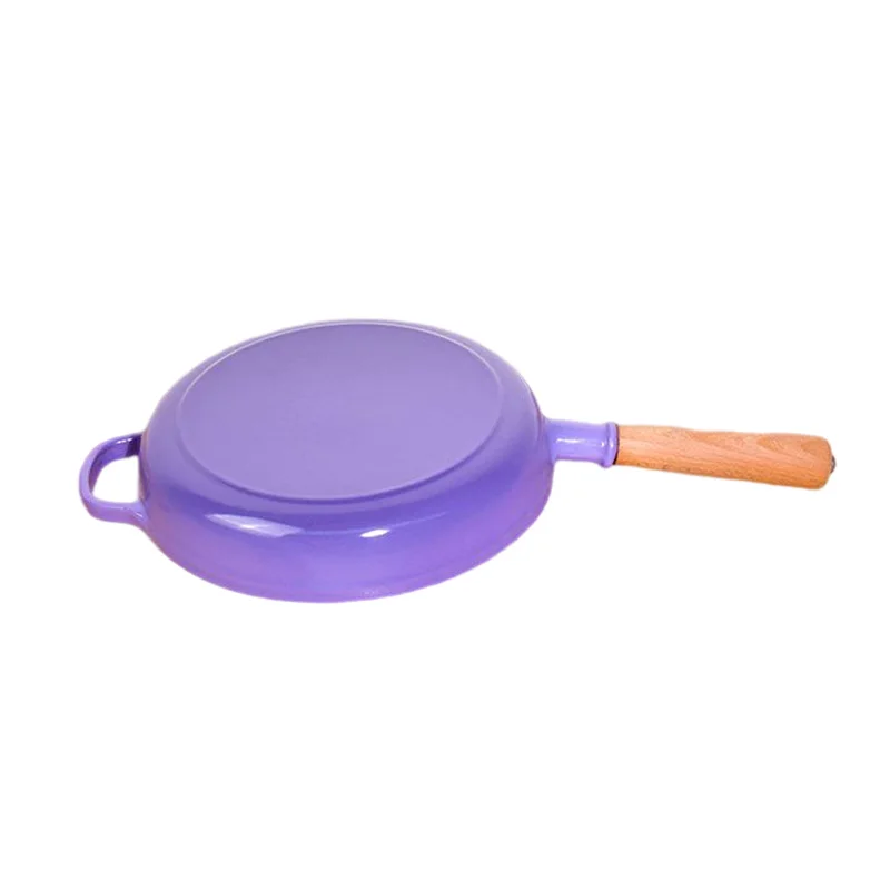 Wholesale OEM 21cm/25cm Enameled Cast Iron Fry Pan Cast Iron Non-Stick Skillet Pan with Double Handles