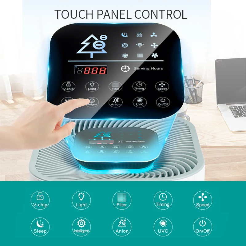 For 40 ㎡ Portable Wifi control smart low noise household air purifier for home Hepa 13 filter air purifier
