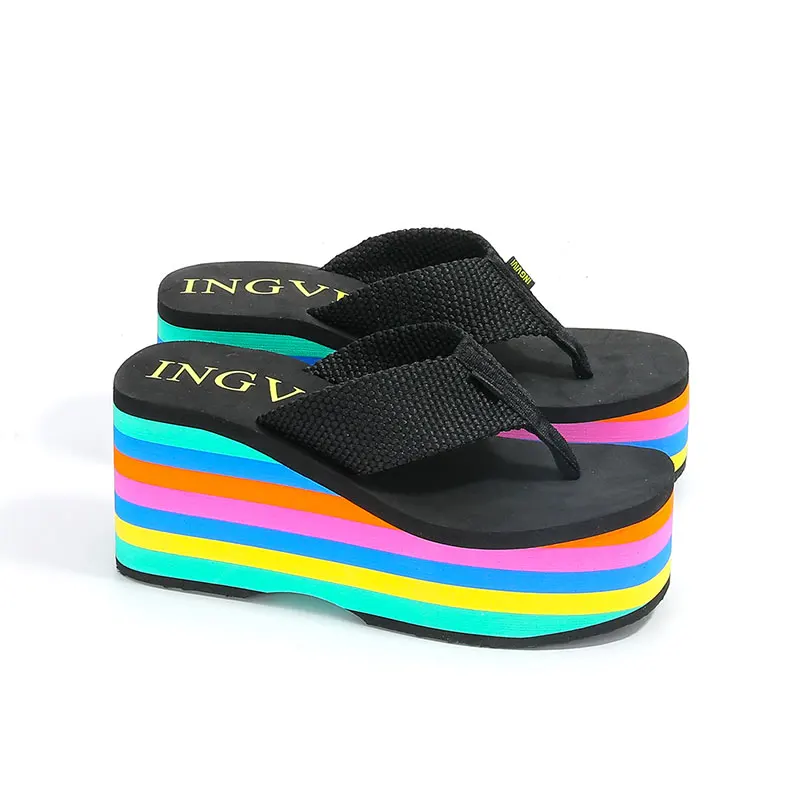 Женские летние шлепанцы на высокой платформе с логотипом заказ