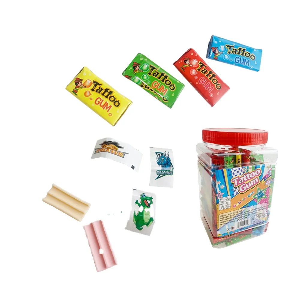 Chewing Bubble Gum with Tattoo Sticker Fruity Flavor