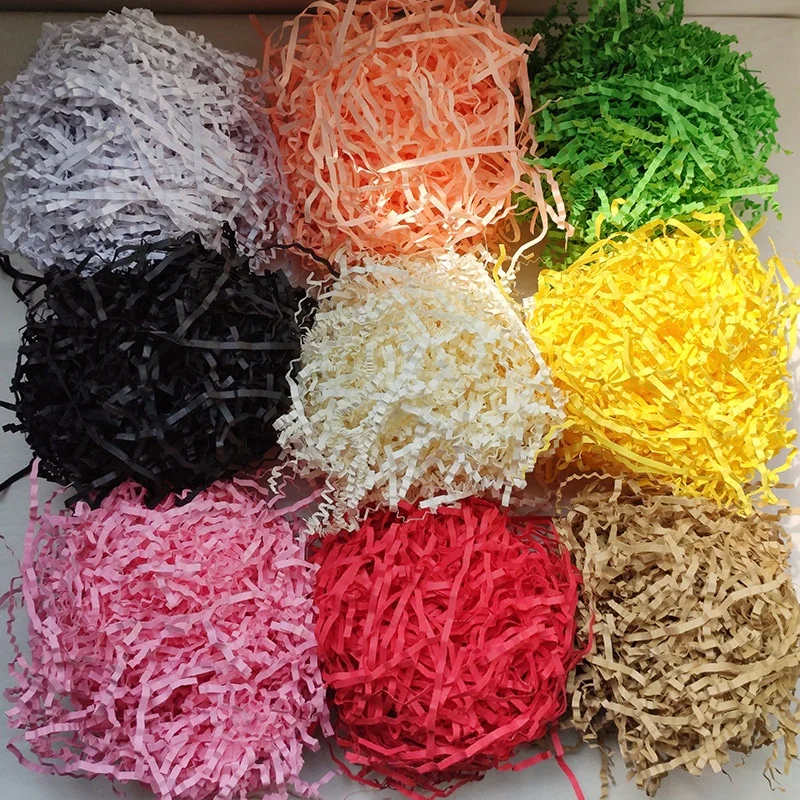 
100g/Bag Wholesale Crinkle Paper Shred Decorative Crinkle Cut Paper Shredded Paper For Gift Box Basket Filler 
