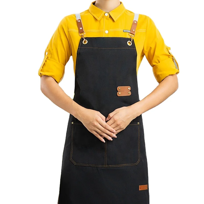 Canvas apron custom logo printing, catering, cooking, coffee shop, barber bar, internet red, waterproof work clothes for women
