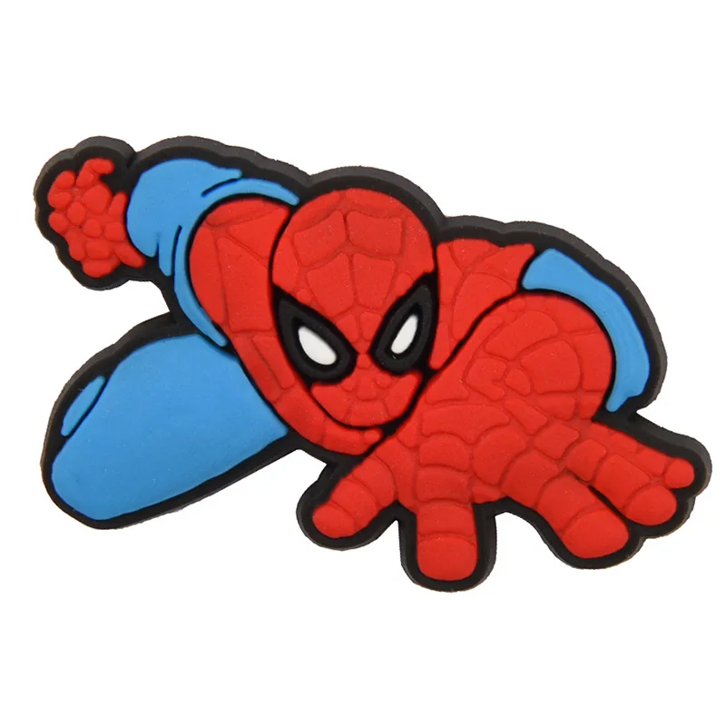 Popular Cartoon Cool Anime Marvel Spider Man Charms 2D DIY Soft PVC Shoes Decoration Bags Clog Charms Accessories Wholesale