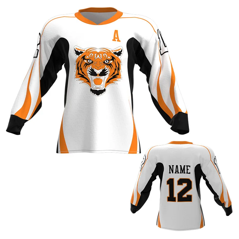 2021 orange ice hockey uniform jersy custom designed for youth and adults
