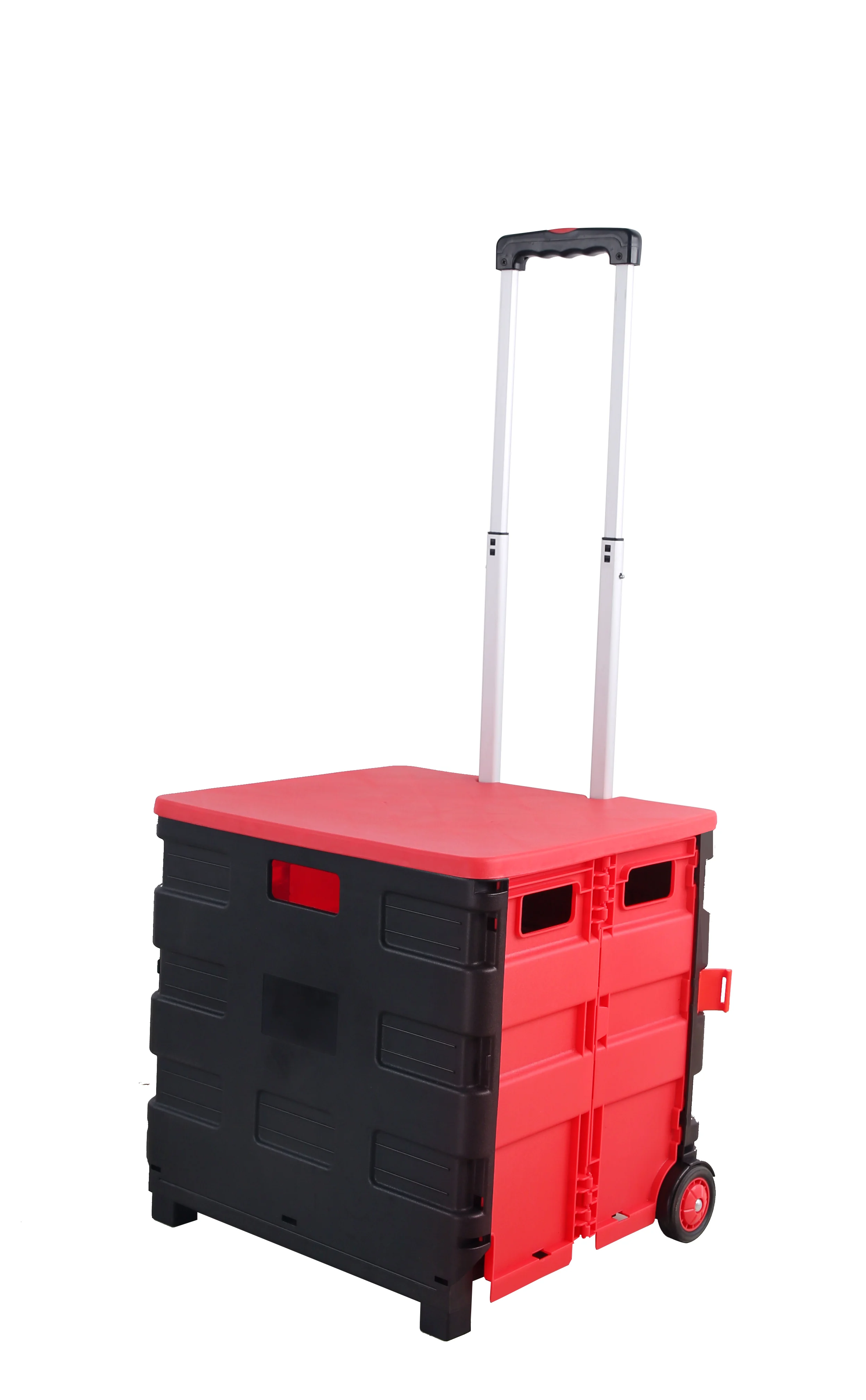 
Folding pack n roll collapsible 2 wheels plastic shopping trolley 