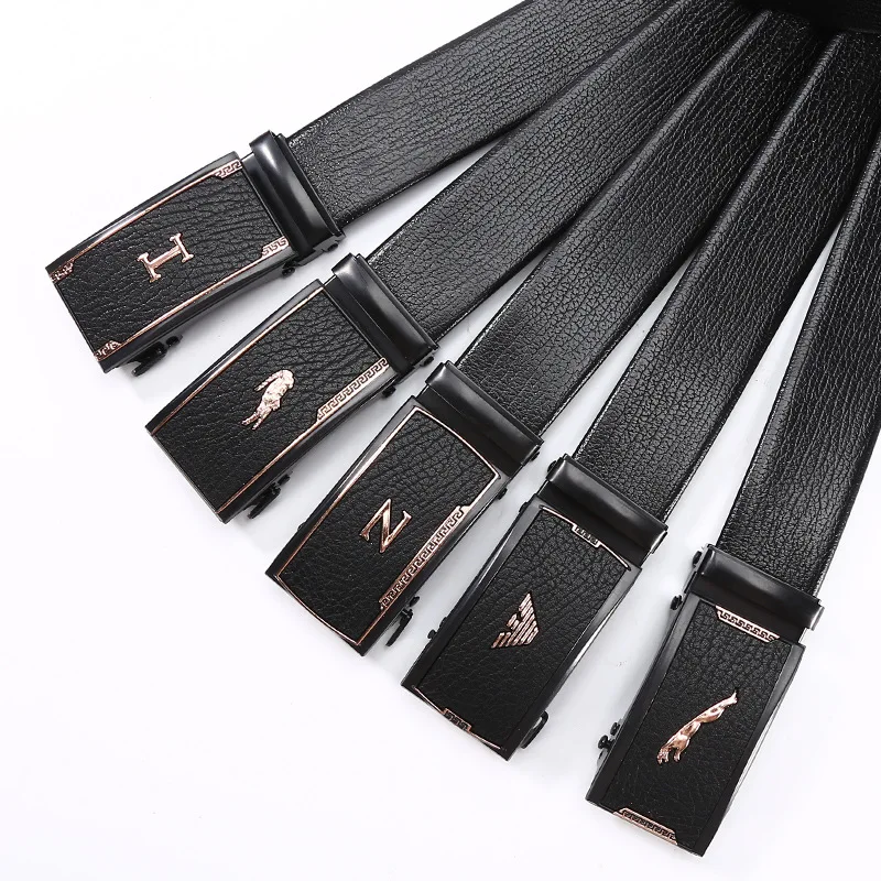 Ремень мужской из ПУ кожи, Декоративный Автоматический пояс с железной пряжкой, Повседневный, для штанов, 34 вида