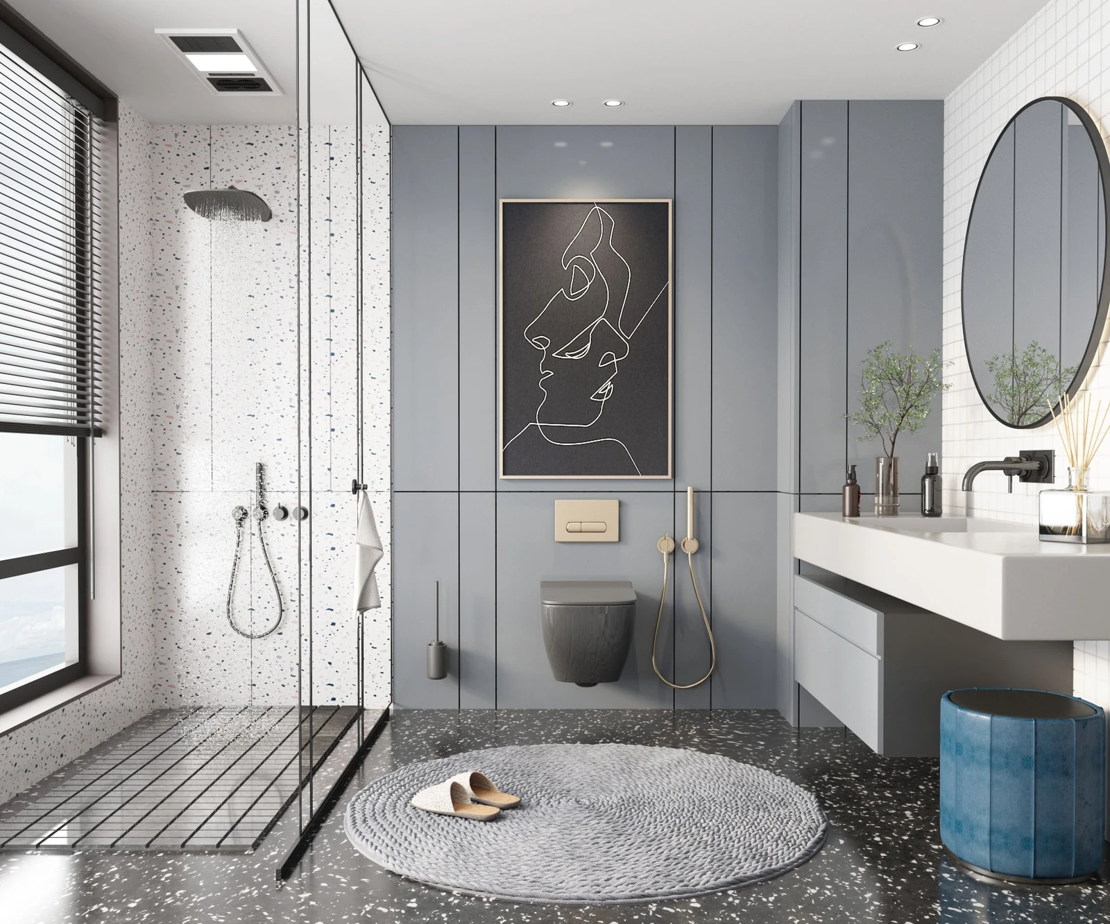 L-образный 12-дюймовый глубокий ПВХ туалетный шкаф для ванной