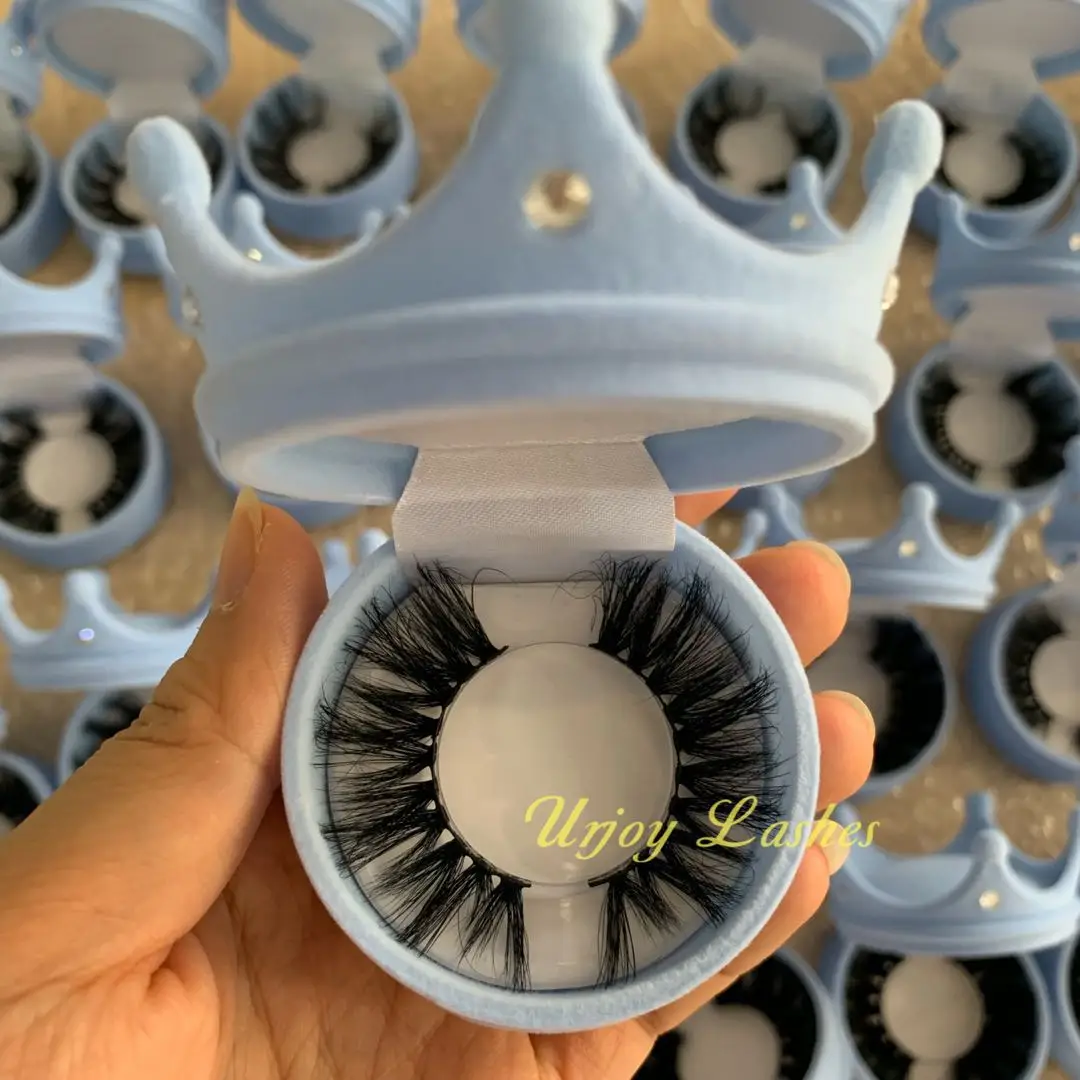crown eyelashes package box lashes 3d mink wholesale vendor 2020 25mm eyelashes magnetic mink eye lash sets