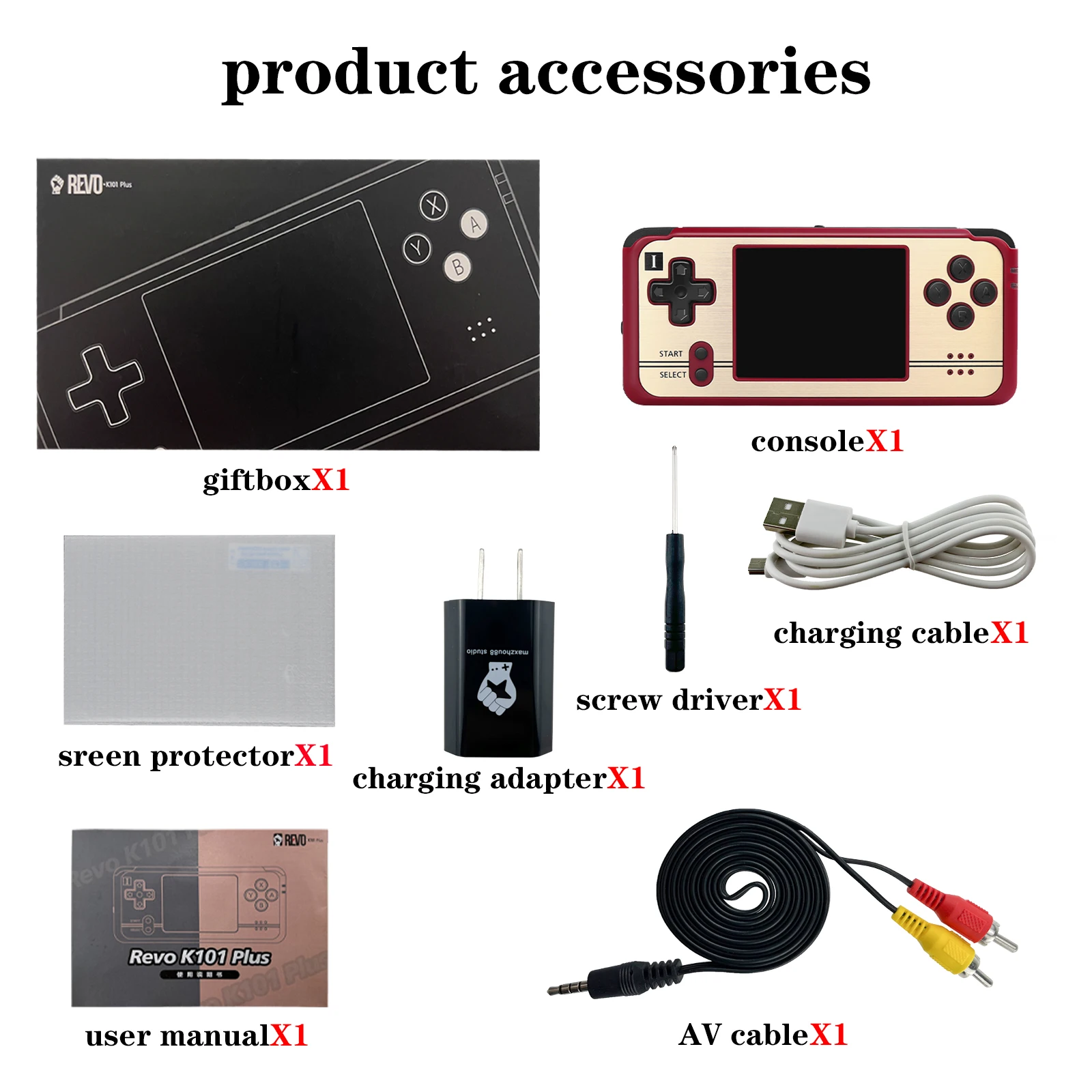 Revo K101 Plus Handheld Video Game Console 3 Inch LCD Screen Retro Arcade Player Support GBA Card Tape