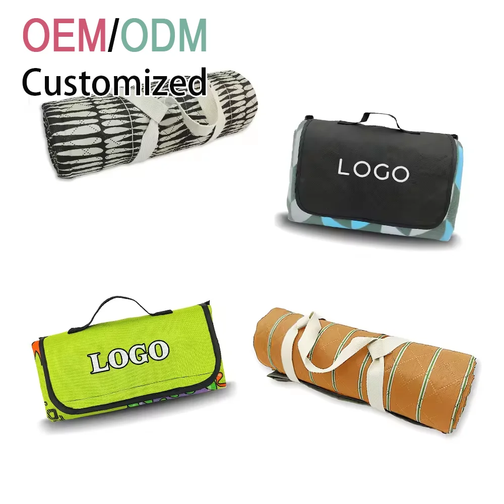 Wholesale Manufacturer Picnic Blanket Design Custom Polar Fleece PEVA Waterproof Portable Outdoor Activities Blanket Beach Mat