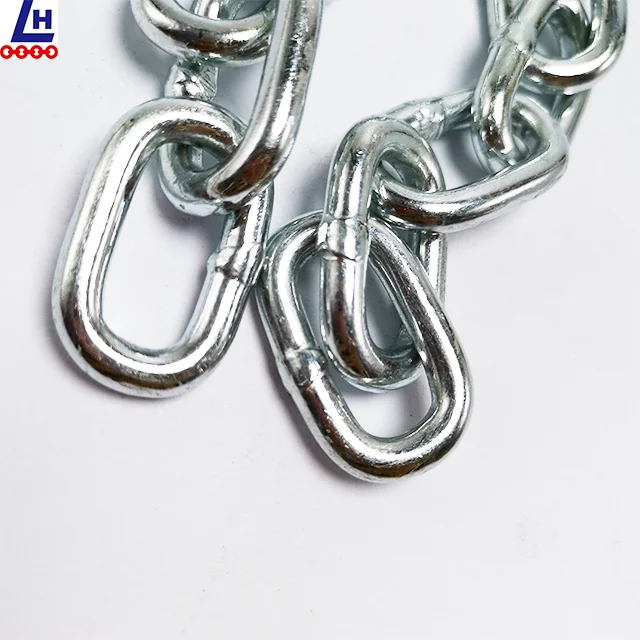 Поставка оцинкованной стандартной стальной железной цепи DIN5685A/C 6 мм оцинкованная короткая звеньевая цепь DIN5685a