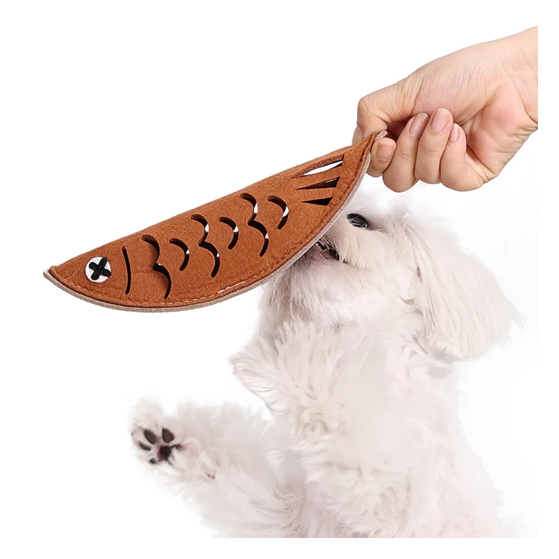 Roast Fish Shape eco friendly thicken felt fleece interactive dog pet puzzle chew toys