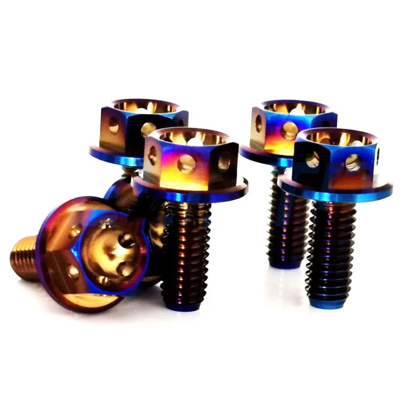 Hot Selling M8 M10 Blue Grade 5 Titanium Hex Flange Bolt