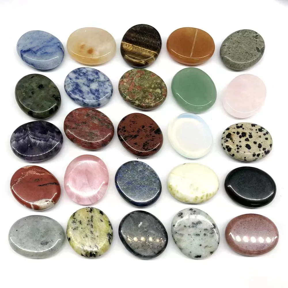 Hot Sell wholesale natural oval blend thumb press Worry  stone