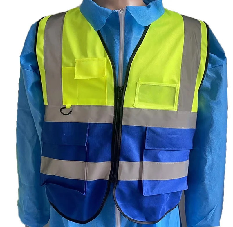 yellow customised hi vis surveyor engineer ems medical construction reflective safety vests class2 with pouch bag