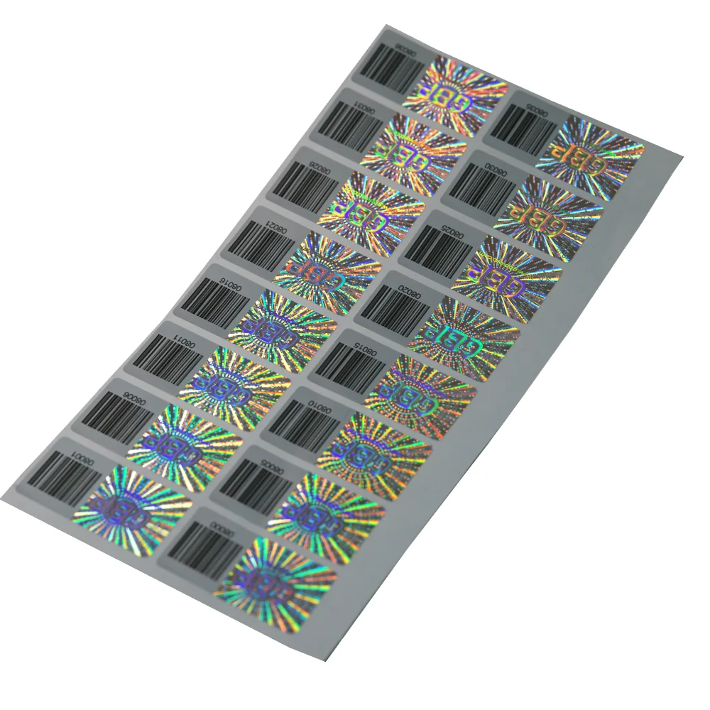 Manufacture Custom Unique Number Waterproof Coated Paper Laser Hologram Label with QR Code Security Printing Barcode Sticker