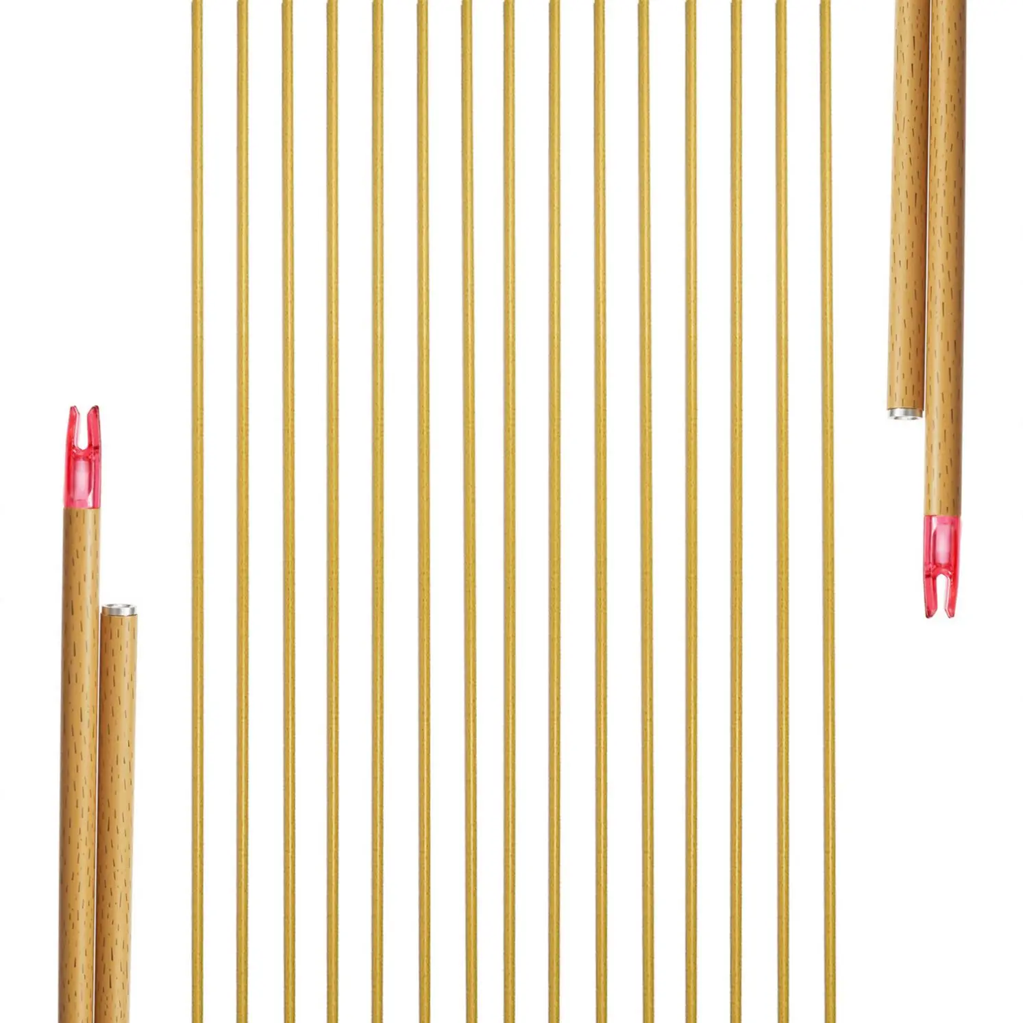 Pure Carbon Arrow Shaft Wooden Pattern Inside Diameter 0.246 Inch with Plastic Nocks Aluminum Inserts for Compound Recurve Bow